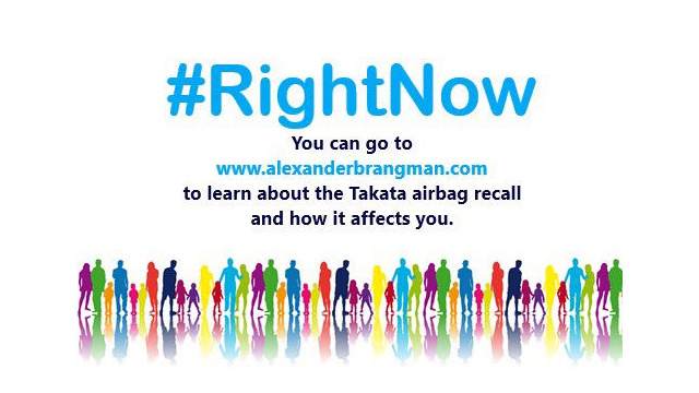 #RightNow You can go to www.alexanderbrangman.com to learn about the Takara airbag recall and how it affects you.