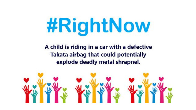 #RightNow a child is riding in a car with a defective Takata airbag that could potentially explode deadly metal shrapnel