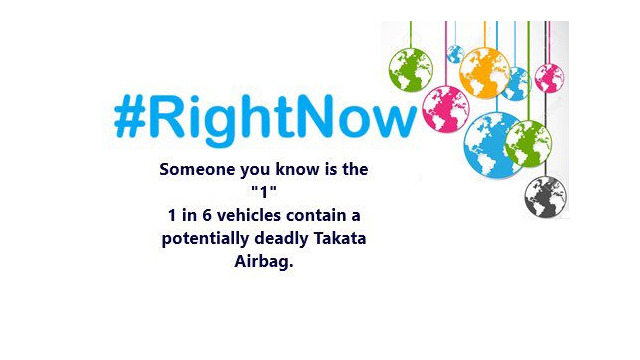 #RightNow Someone you know is the 1 in the 1 in 6 vehicles contain a potentially deadly Takata airbag.